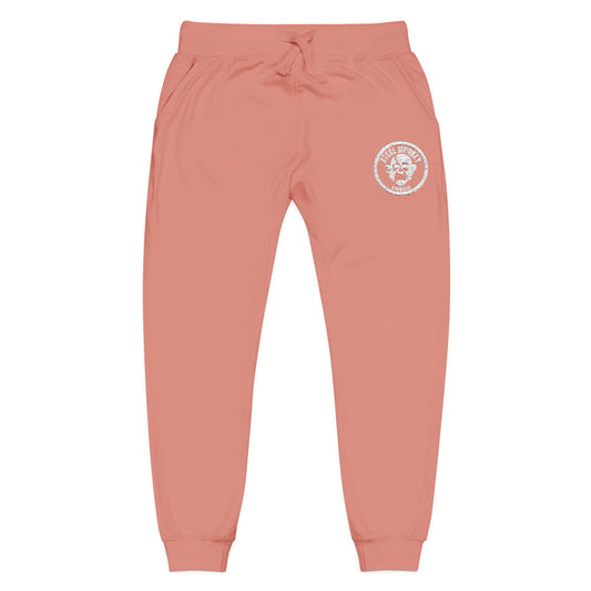 Embroidered Coral Fleece Sweatpants — Cozy Joggers with Small Chest Crest